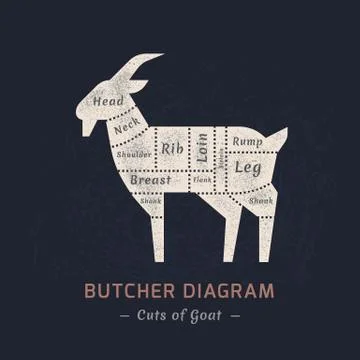 Cutting goat meat painted in a vector. Stock Illustration