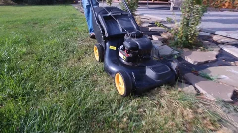 Cutting grass using a lawn mower Stock Footage 116260203