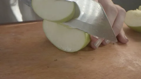 Cutting Green Apple (1) Stock Footage 157885033