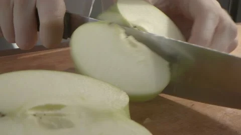 Cutting Green Apple (2) Stock Footage 157884988