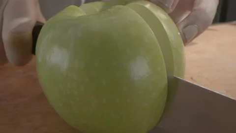 Cutting Green Apple (3) Stock Footage 157884983