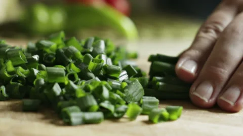 Cutting green onion Video stock 36933063