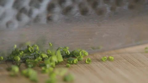 Cutting green onion small slices Stock Footage 151274151