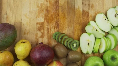 Cutting green pear Stock Footage 78488453