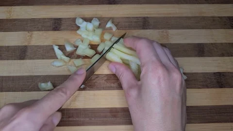 Cutting A Green Pepper And Preparing Healthy Food. Stock Footage 165542332