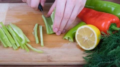 Cutting green pepper Stock-Footage 232875735