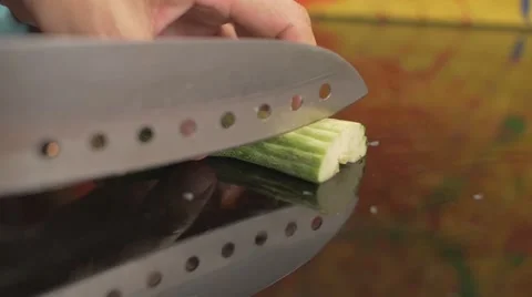 Cutting green seeded Cucumber Stock Footage 62598465