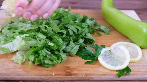 Cutting green vegetables Stock Footage 232852551