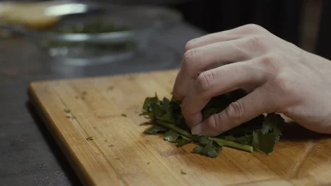 Cutting greens close up Video stock 125948887