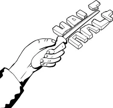 Cutting In Half Idiom Outline Stock Illustration