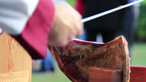 Cutting ham Stock Footage 113851213