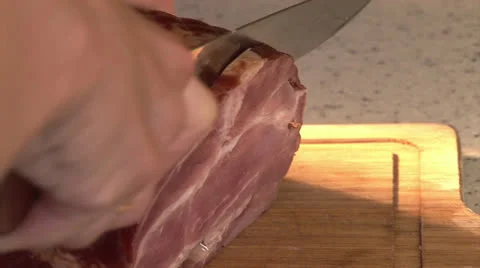 Cutting Ham (meat) on sandwiches Video stock 24951124