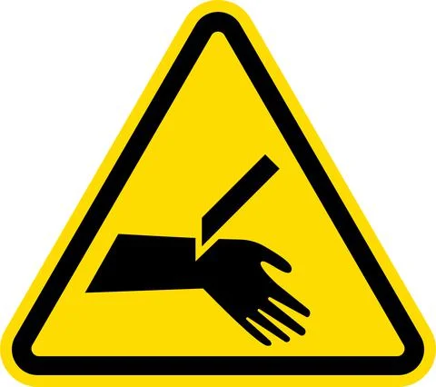Cutting of hand or finger warning sign. Stock Illustration