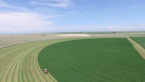 Cutting Hay 3 - Aerial Stock Footage