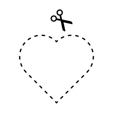 Cutting heart shape worksheet element for preschool and kindergarten Stock Illustration