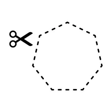 Cutting heptagon shape worksheet element for preschool and kindergarten Stock Illustration