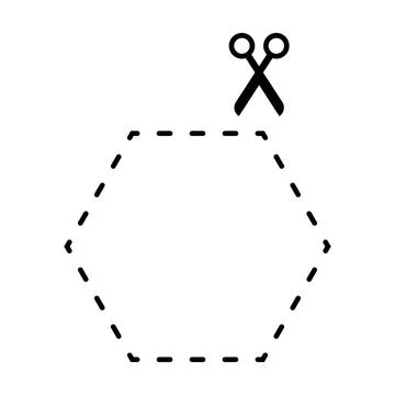 Cutting hexagon shape worksheet element for preschool and kindergarten Stock Illustration
