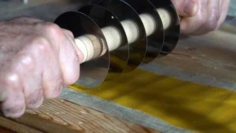 Cutting Home made pasta Video stock 120344432