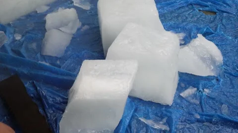 Cutting Ice Block Stock-Footage 340653641