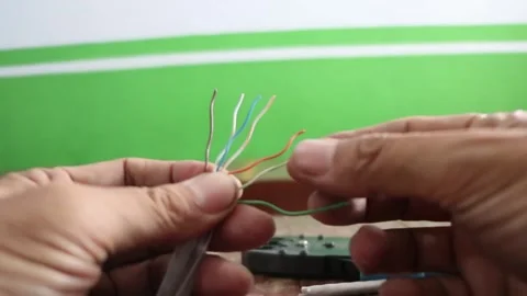 Cutting the internet network cable Stock Footage 287525671