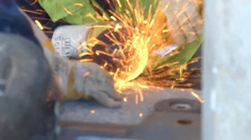 Cutting iron with a metal cutting machine Stock Footage 86144001