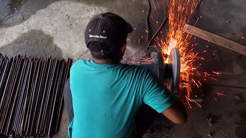 Cutting the iron using cutting machine . Stock Footage 133753041