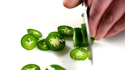 Cutting Jalapeno  Stock Footage 81191493