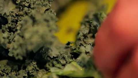 Cutting kale in slow motion Stock Footage 149118686