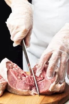 Cutting lamb meat Stock Photos