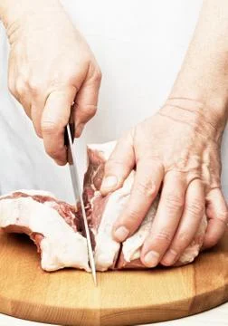 Cutting lamb meat Stock Photos