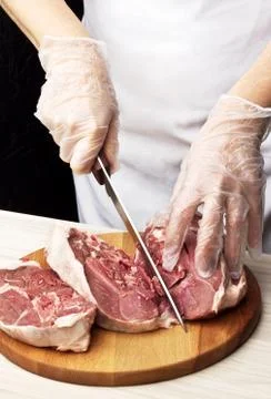 Cutting lamb meat Stock Photos