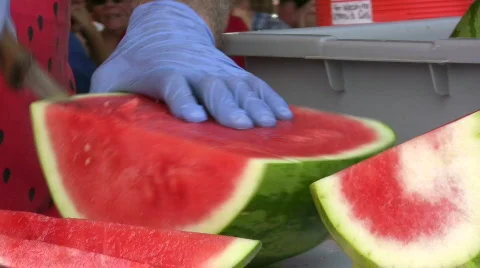Cutting up Large Watermelon Stock-Footage 554069