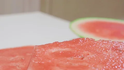 Cutting a Large Watermelon Stock Footage 79045149