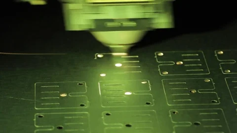 Cutting laser of sheet metal on automatic machine. Stock-Footage 75566212