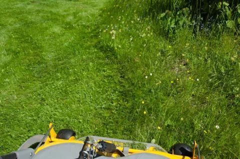 Cutting the lawn Stock Photos