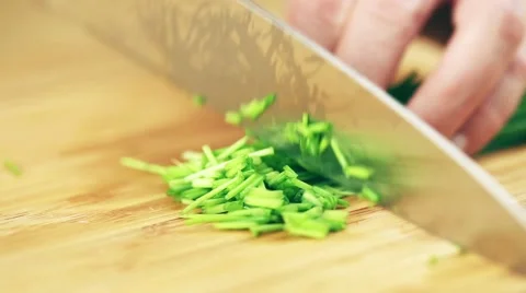 Cutting leek Stock Footage 56036965