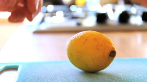 Cutting a Lemon Stock Footage 46517916