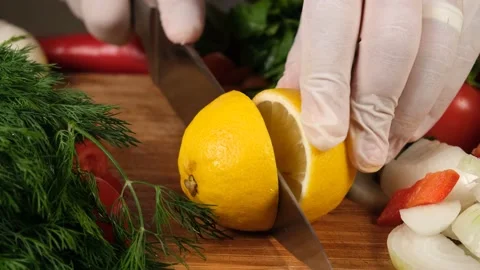Cutting a lemon Stock Footage 218964164