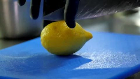 Cutting the Lemon in Half Stock Footage 131366882