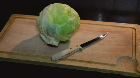 Cutting lettuce Stock Footage