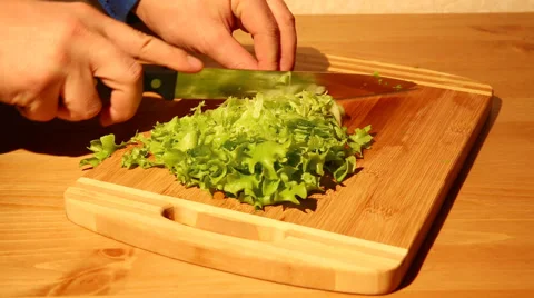 Cutting lettuce Stock Footage 49684120