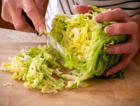 Cutting a lettuce Stock Photos