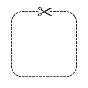 Cutting line with scissors icon, cutout coupon template Stock Illustration