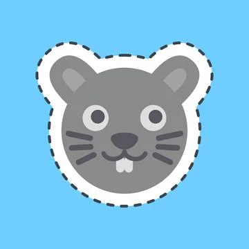 Cutting Line Sticker mouse face. Chinese Zodiac elements. Good for prints, .. Stock Illustration