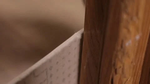 Cutting a linoleum with a cutter Stock Footage 95527979