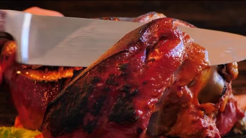 Cutting luxurious meat Stock Footage 84726547