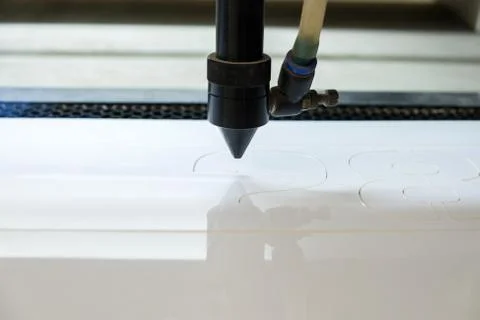 Cutting machine carving patterns on the plastic plate Stock Photos