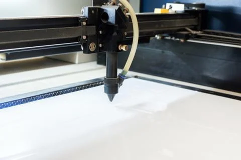 Cutting machine carving patterns on the plastic plate Stock Photos