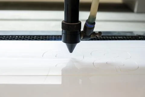 Cutting machine carving patterns on the plastic plate Stock Photos