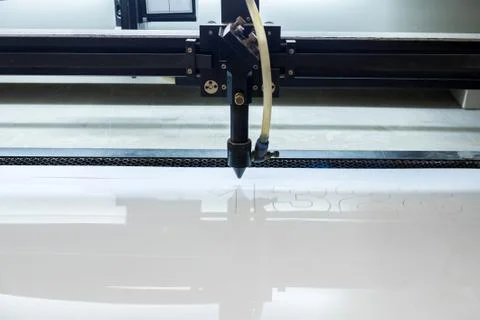 Cutting machine carving patterns on the plastic plate Stock Photos